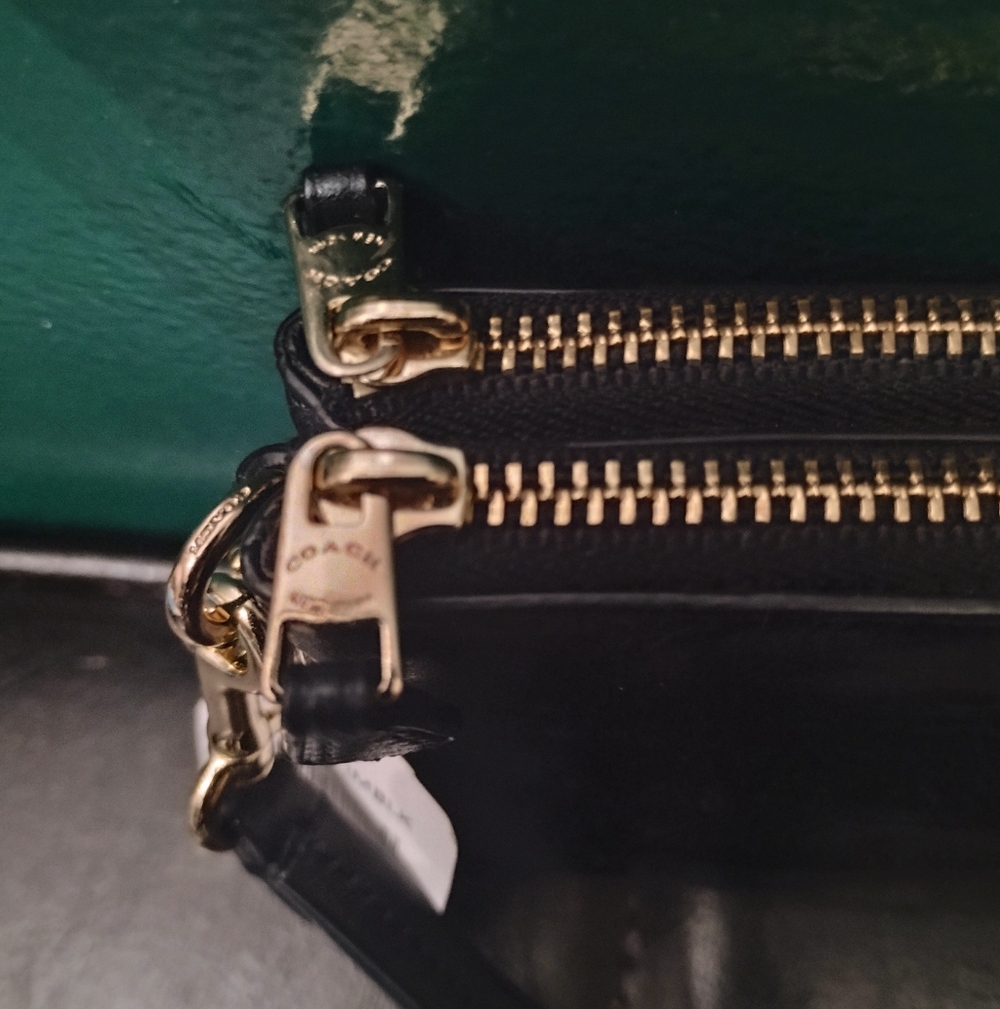 Coach Smooth Leather Double Corner Zip Black F64581 NWT - Picture 7 of 10